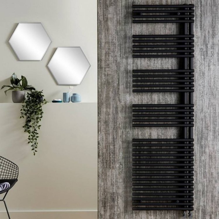 Redroom Omnia Left Handed Black 1161 x 596mm Towel Radiator