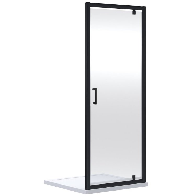 Nuie Rene 800mm Black Framed Pivot Shower Door