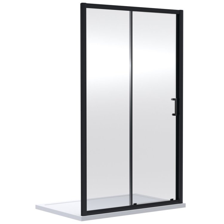 Nuie Rene 1200mm Black Framed Single Sliding Shower Door