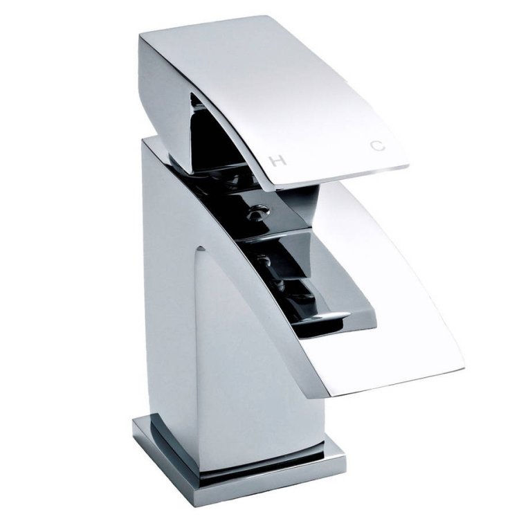 Nuie Vibe Chrome Midi Mono Basin Mixer with Push Button Waste