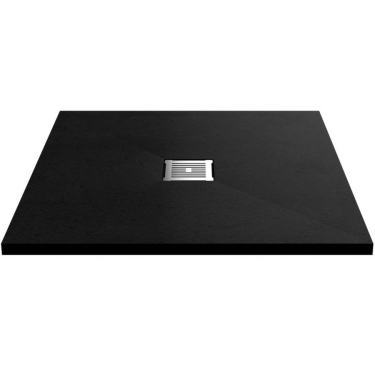 Nuie 800mm Black Slate Square Slimline Shower Tray