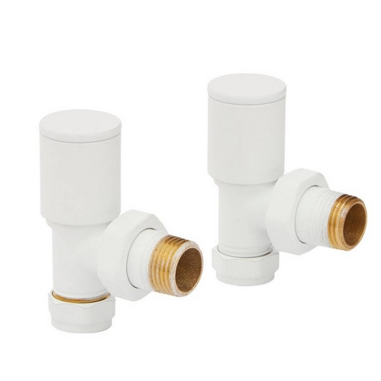 Kartell Angled White Modern Towel Rail Valves