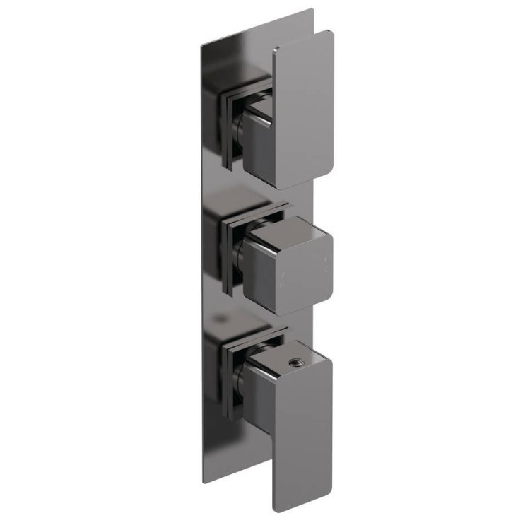 Nuie Windon Brushed Brass Thermostatic Triple Valve with Diverter