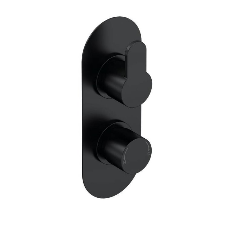 Nuie Arvan Matt Black Thermostatic Twin Valve with Diverter