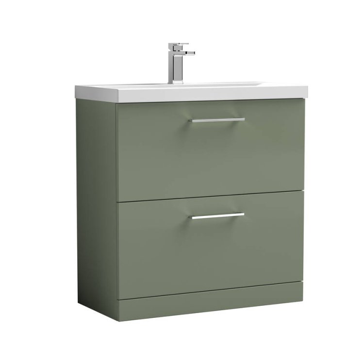 Nuie Arno Green 800mm Floor Standing 2 Drawer Vanity Unit (ARN835A)