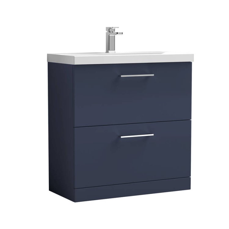 Nuie Arno Blue 800mm Floor Standing 2 Drawer Vanity Unit (ARN1735A)