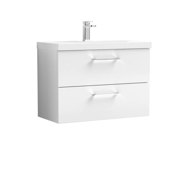 Nuie Arno White 800mm Wall Hung 2 Drawer Vanity Unit (ARN126A)