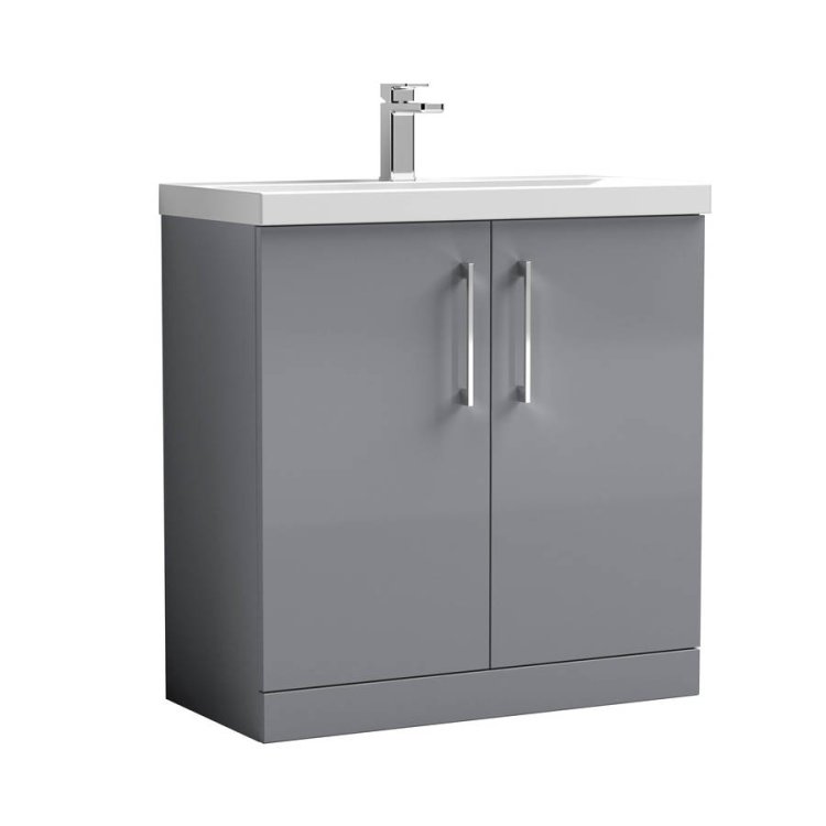 Nuie Arno Grey 800mm Floor Standing 2 Door Vanity Unit (ARN2205A)