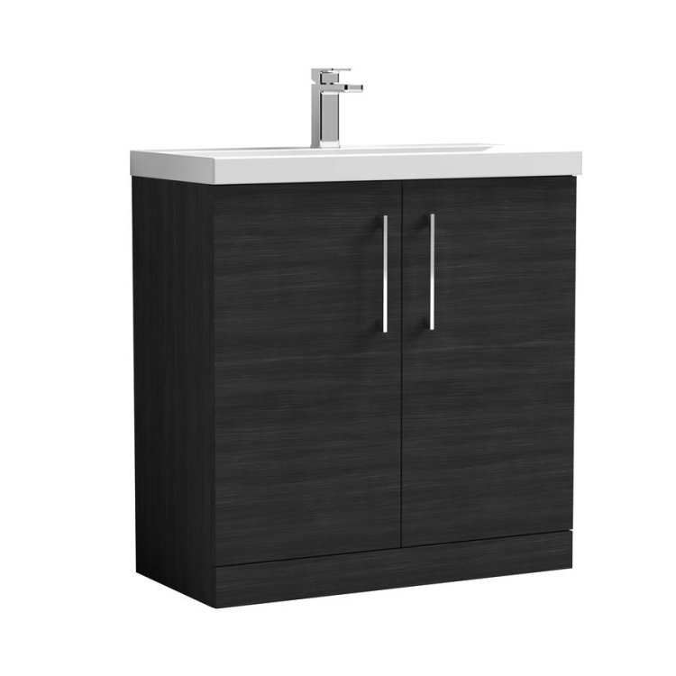 Nuie Arno Black 800mm Floor Standing 2 Door Vanity Unit (ARN605A)