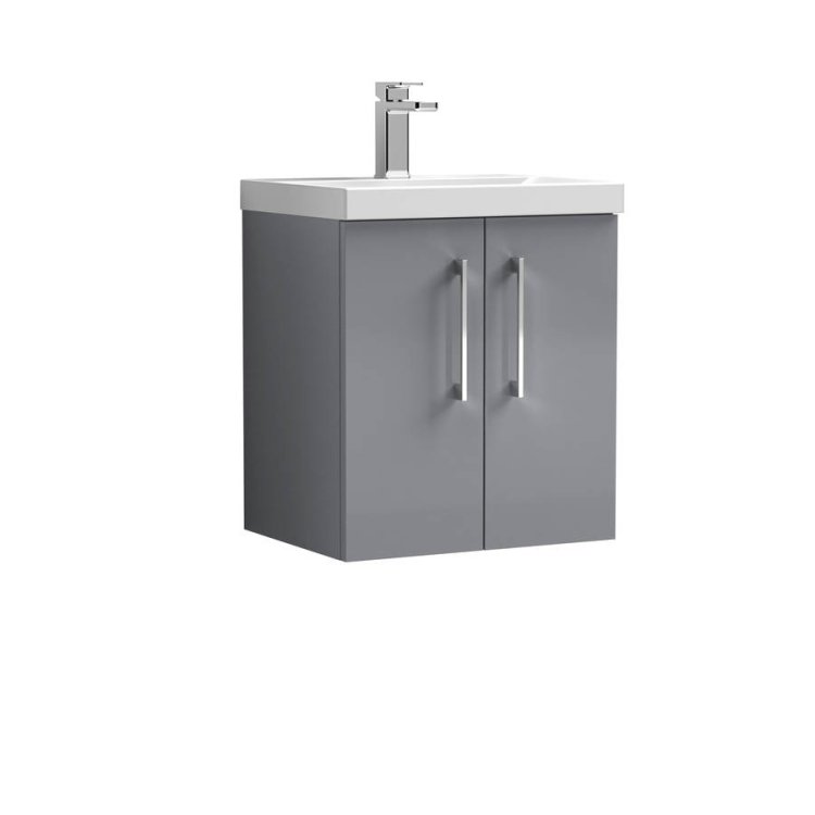 Nuie Arno Grey 500mm Wall Hung 2 Door Vanity Unit (ARN2221A)