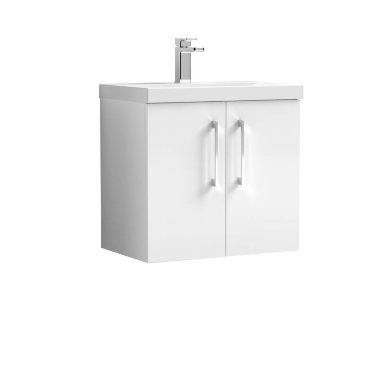 Nuie Arno White 600mm Wall Hung 2 Door Vanity Unit (ARN123A)
