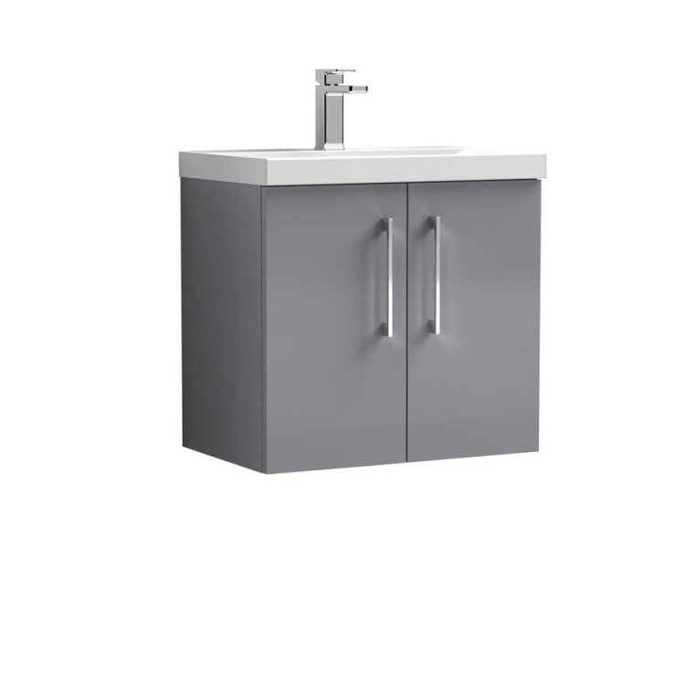 Nuie Arno Grey 600mm Wall Hung 2 Door Vanity Unit (ARN2223A)