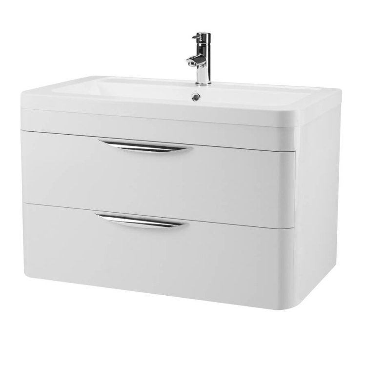 Nuie Parade White 800mm Wall Hung 2 Drawer Vanity Unit (FPA005A)