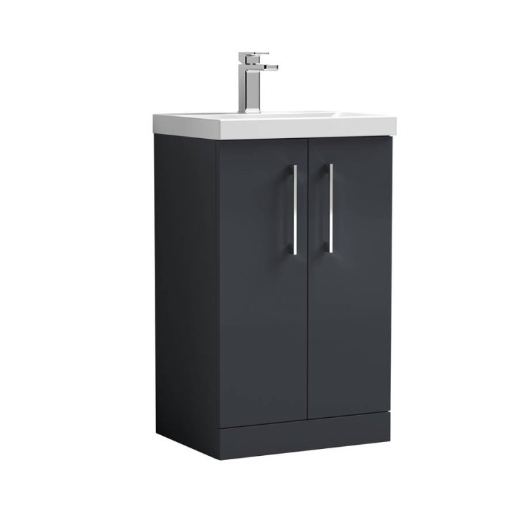 Nuie Arno Anthracite Satin 500mm Floor Standing 2 Door Vanity Unit (ARN1401A)