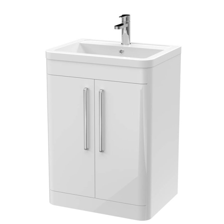 Nuie Parade White 600mm Floor Standing 2 Door Vanity Unit (FPA010A)