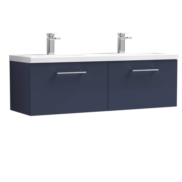 Nuie Arno Blue 1200mm Wall Hung 2 Drawer Vanity Unit (ARN1722F)