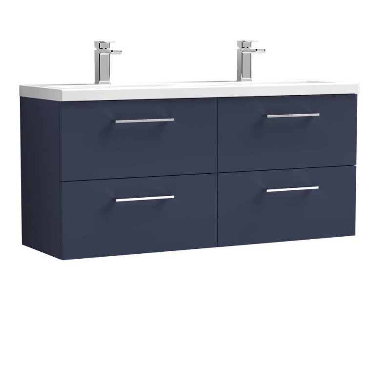 Nuie Arno Blue 1200mm Wall Hung 4 Drawer Vanity Unit (ARN1724F)