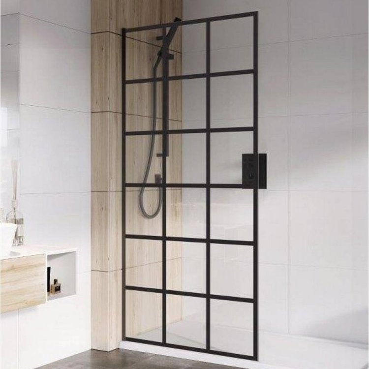 Roman Haven 8mm Select 900mm Black Grid Wetroom Panel