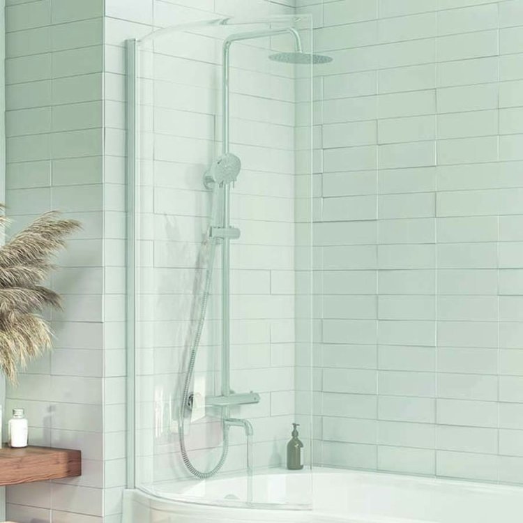 Scudo 6mm Semi Framed P Shape Bath Screen
