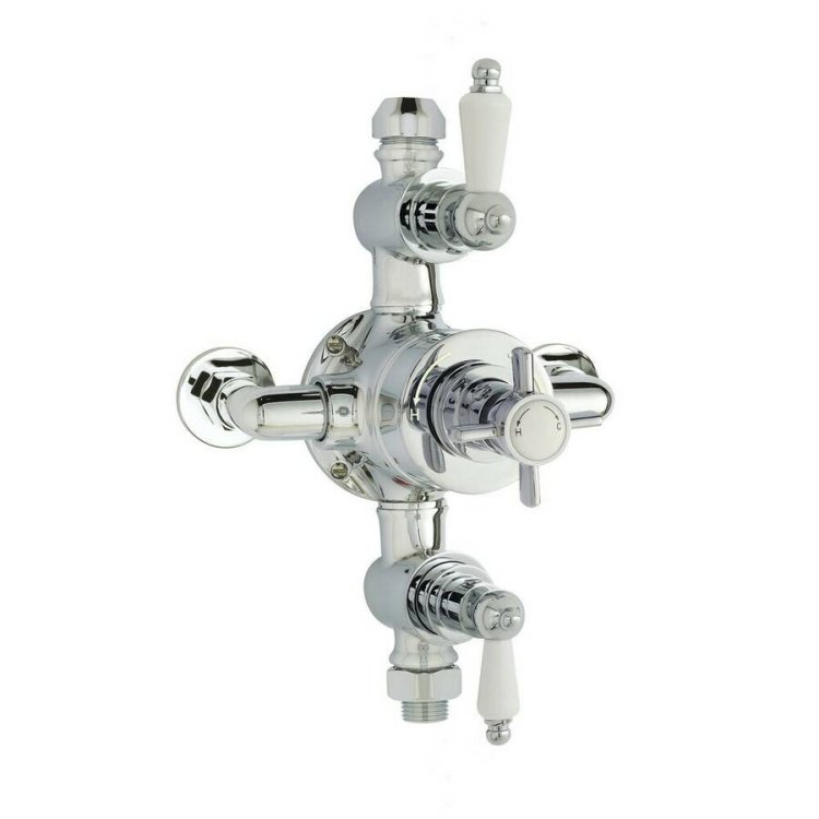 Nuie Edwardian Chrome Exposed Thermostatic Triple Shower Valve 