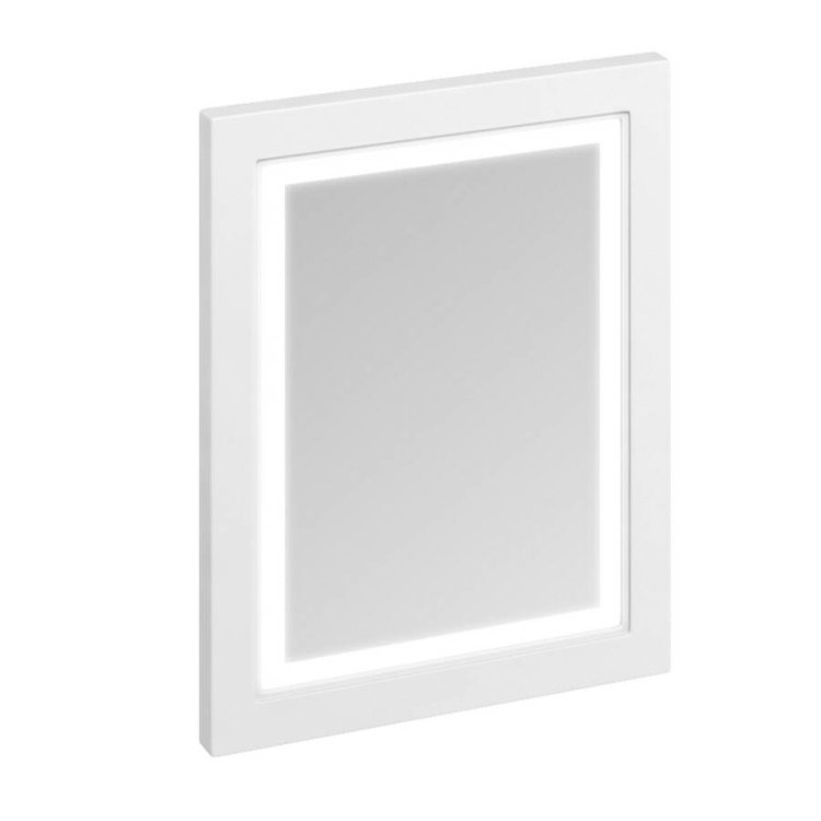 Burlington Illuminated Framed 600mm Bathroom Mirror in Matt White