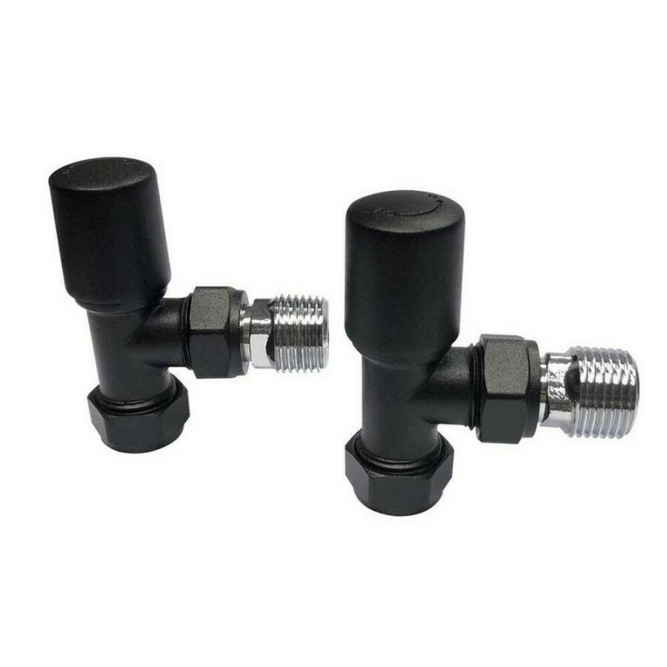 Scudo Modern Black Angled Radiator Valves