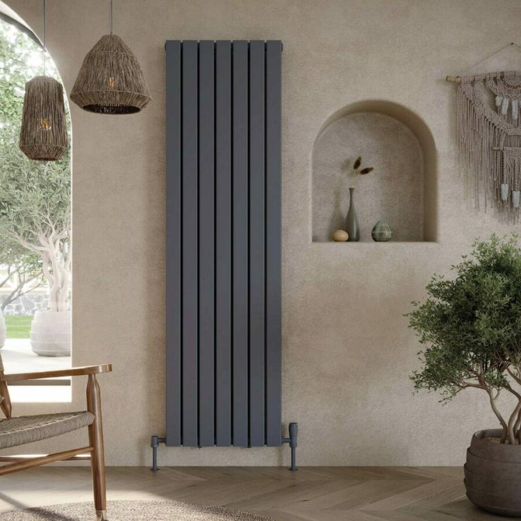 Scudo Bravo Anthracite 1600 x 476mm Vertical Single Designer Radiator