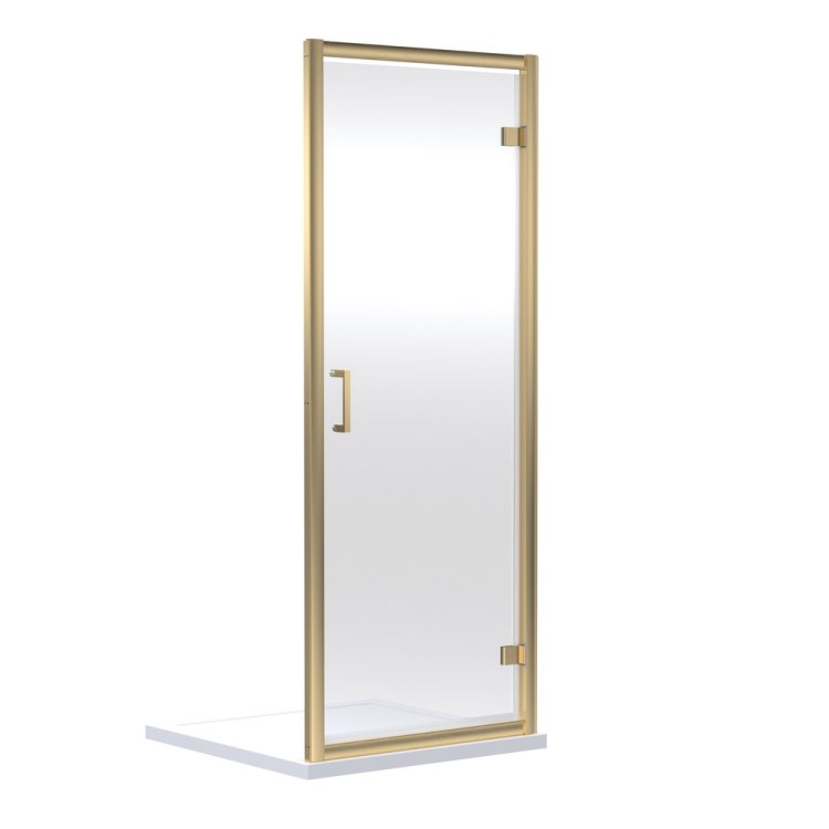 Nuie Rene 700mm Brushed Brass Framed Hinged Shower Door