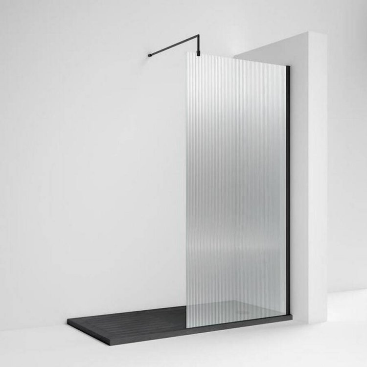 Nuie Black 1000mm Fluted Wetroom Panel