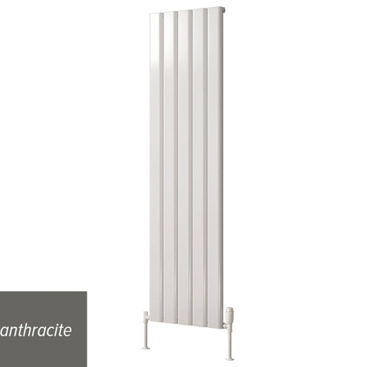 Reina Vicari Single Vertical Anthracite Aluminium Radiator 1800 x 400mm-1