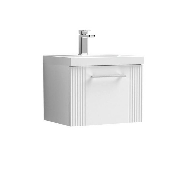 Nuie Deco White 500mm Wall Hung 1 Drawer Vanity Unit (DPF191A)