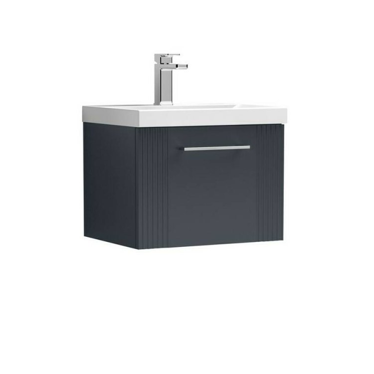 Nuie Deco Soft Black 500mm Wall Hung 1 Drawer Vanity Unit (DPF1491A)