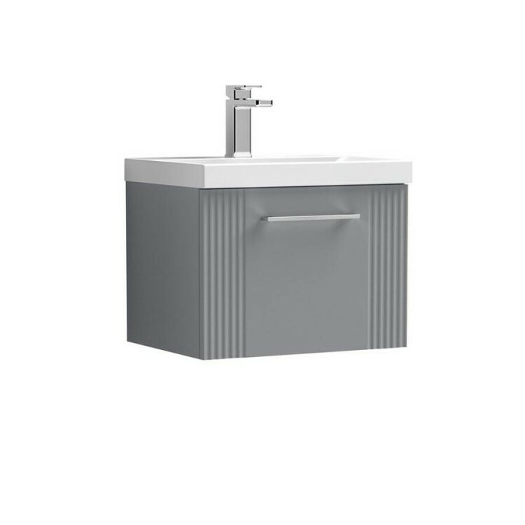 Nuie Deco Grey 500mm Wall Hung 1 Drawer Vanity Unit (DPF291A)