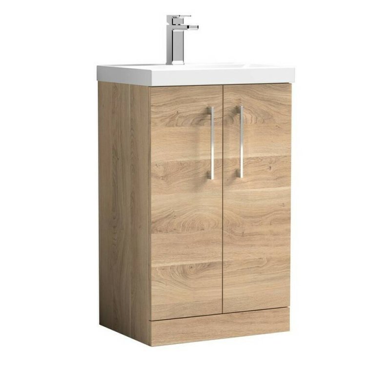 Nuie Arno Bleached Oak 500mm Floor Standing 2 Door Vanity Unit (ARN3001A)