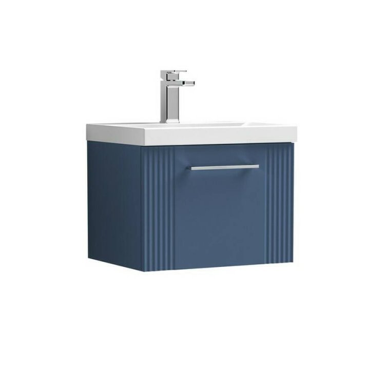 Nuie Deco Blue 500mm Wall Hung 1 Drawer Vanity Unit (DPF391A)