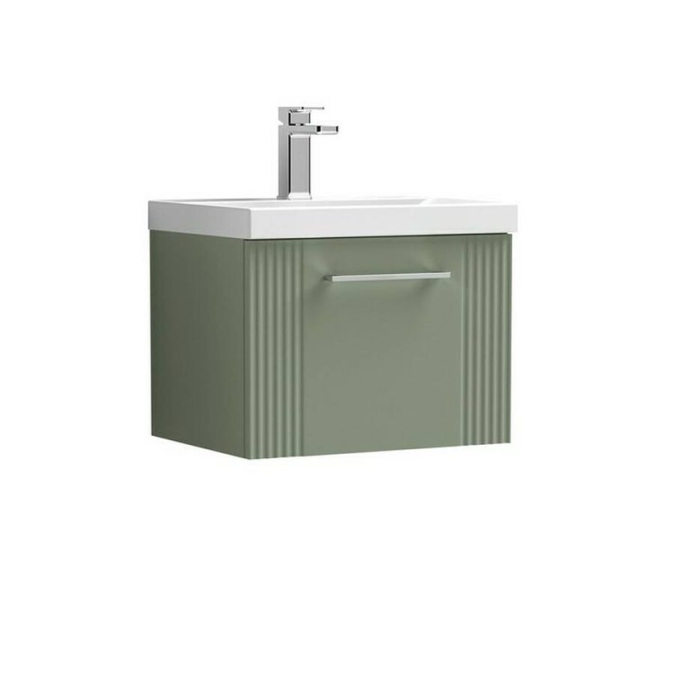 Nuie Deco Green 500mm Wall Hung 1 Drawer Vanity Unit (DPF891A)