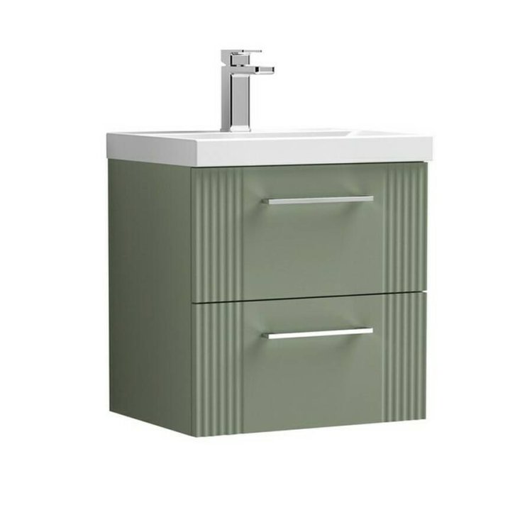 Nuie Deco Green 500mm Wall Hung 2 Drawer Vanity Unit (DPF892A)