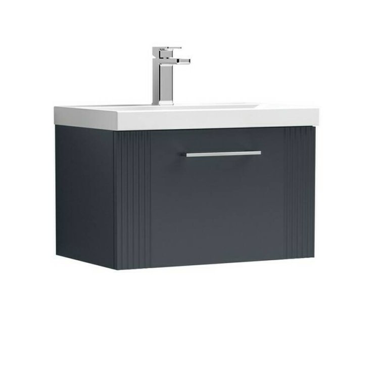 Nuie Deco Soft Black 600mm Wall Hung 1 Drawer Vanity Unit (DPF1494A)