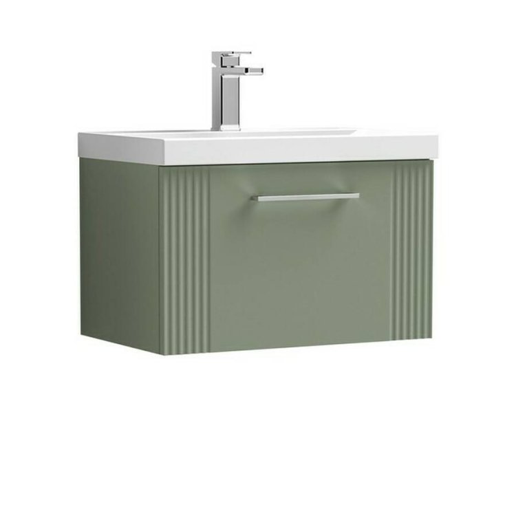 Nuie Deco Green 600mm Wall Hung 1 Drawer Vanity Unit (DPF894A)