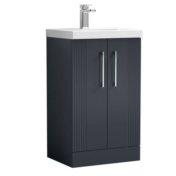 Nuie Deco Soft Black 500mm Floor Standing 2 Door Vanity Unit (DPF1423A)