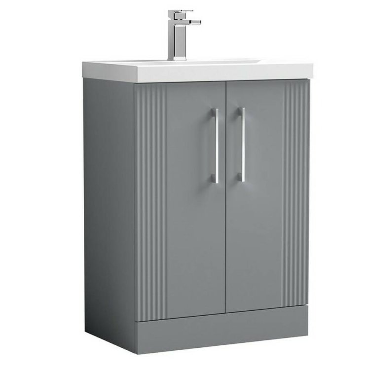 Nuie Deco Grey 600mm Floor Standing 2 Door Vanity Unit (DPF225A)