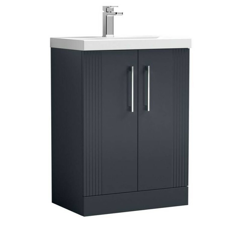 Nuie Deco Soft Black 600mm Floor Standing 2 Door Vanity Unit (DPF1425A)
