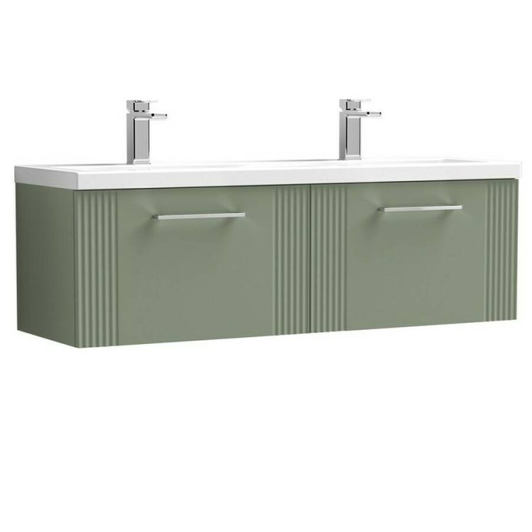Nuie Deco Green 1200mm Wall Hung 2 Drawer Vanity Unit (DPF894F)