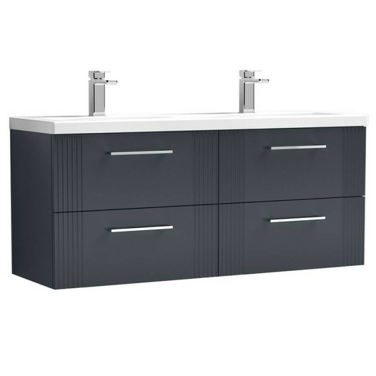 Nuie Deco Soft Black 1200mm Wall Hung 4 Drawer Vanity Unit (DPF1493F)