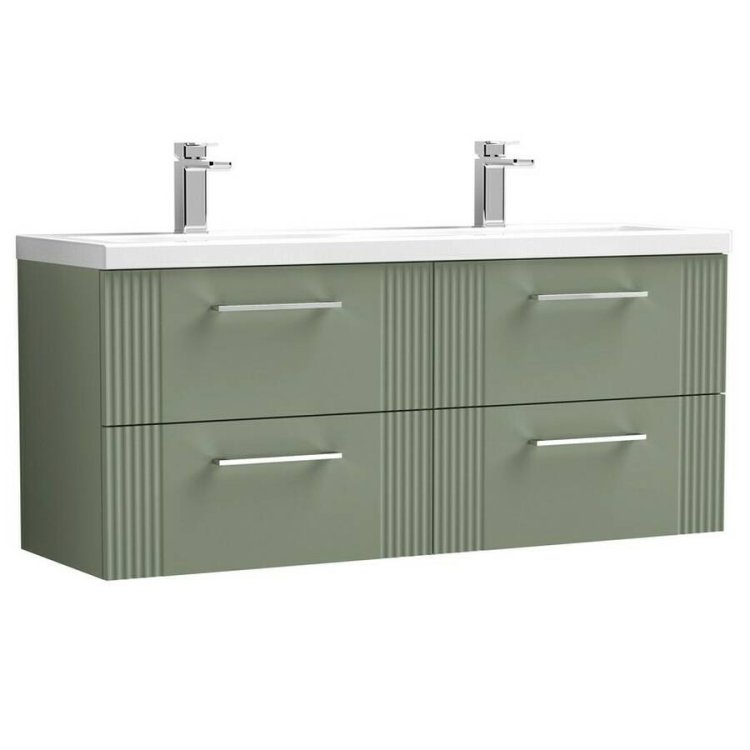 Nuie Deco Green 1200mm Wall Hung 4 Drawer Vanity Unit (DPF893F)