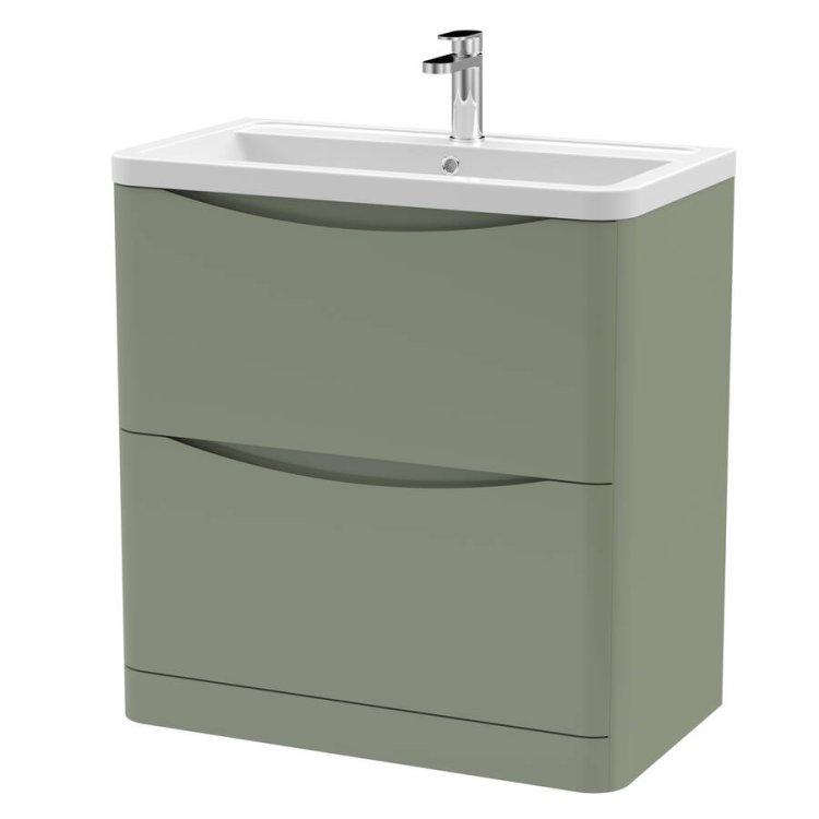 Nuie Lunar Green 800mm Floor Standing 2 Drawer Vanity Unit (LUN803A)