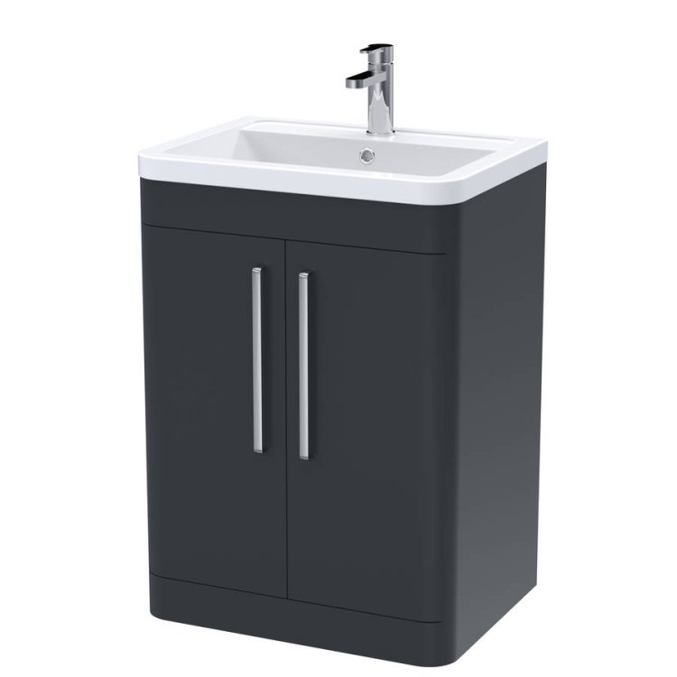 Nuie Parade Soft Black 600mm Floor Standing 2 Door Vanity Unit (FPA1410A)