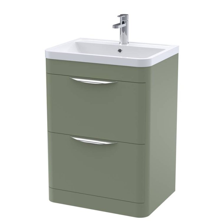 Nuie Parade Green 600mm Floor Standing 2 Drawer Vanity Unit (FPA801A)