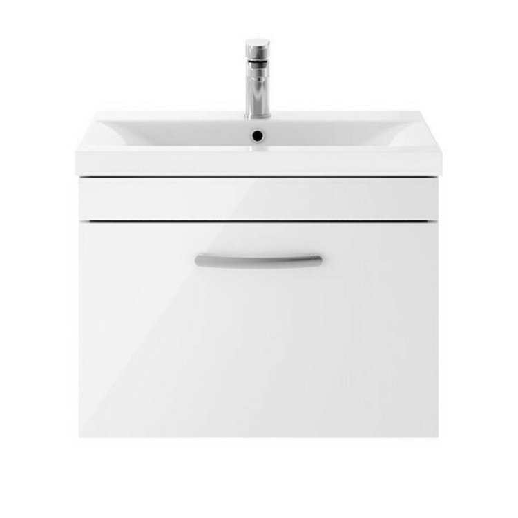 Nuie Athena White 600mm Wall Hung 1 Drawer Vanity Unit (ATH041A)