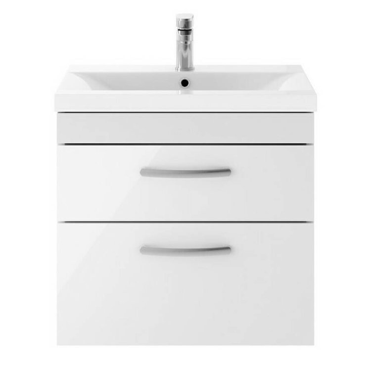 Nuie Athena White 600mm Wall Hung 2 Drawer Vanity Unit (ATH048A)